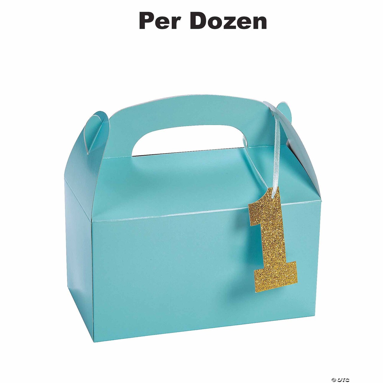 1st Birthday Light Blue Birthday Favor Boxes with Tag - 12 Pc.